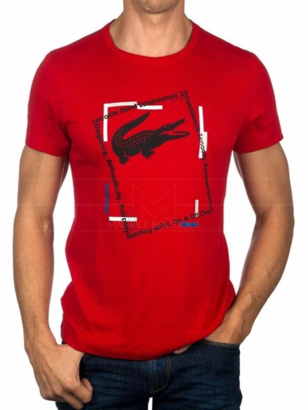 Lacoste Red Short Sleeve Graphic Crewneck Tee
